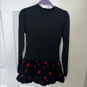 Black Dress with Red Heart Accents
